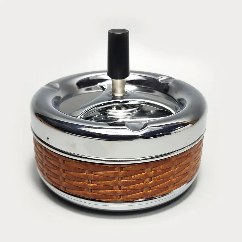 Cendrier Rotatif Oderne Avec Poussoir, Anti Odeur, étallique Avec Couvercle Coupe Vent Pour