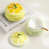 Cendrier citron givré et son couvercle
