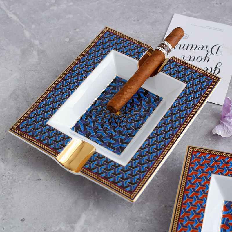 Cendrier Cigare En Céramique Design – 2 Encoches, Portable – Pour Maison, Terrasse, Voyage – Cadeau Homme
