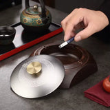 Cendrier en bois avec couvercle noir pour fumeur