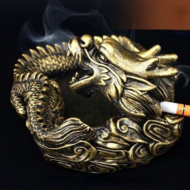 Cendrier Décoratif Dragon En Résine – Sculpture Détaillée – Plateau à Cendres Pratique – Pour Bureau Ou Maison - 6